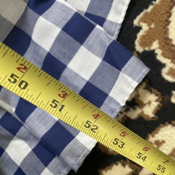 Vintage Crochet Ruffle Navy White Plaid Gingham Dress Doen Sora - Picture 6 of 6